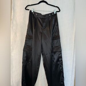 a new day Shiny Satin Black Women's Cargo Trousers